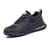 BVTUD Steel Toe Cap Trainers Men Women Lightweight Safety Trainers Work Safety Shoes with Air Cushion Comfortable Steel Toe Cap Boots Black, 14 UK