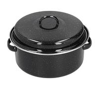 bvwkkynle Oval Roasting Pan Small 24cm Enamel Roasting Pan Excellent Heating Roaster with Domed Lid Oval Roaster Pot Broiler Pan for Barbecue Meat Sweet Potatoes Vegetables