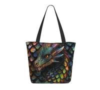bvxcdd Dragon Scale Print Large Tote Bag, Reusable Aesthetic Tote Bag Shopping Bag Shoulder Handbags with Zipper and Inner Pocket for Women, Cute, Gym, Work, Travel