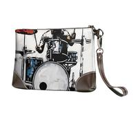 bvxcdd Drummer Print Leather Clutch Bag, Genuine Leather Wristlet, Organizer Bag for Evening Events, Date Nights, Weddings & Gift-Giving
