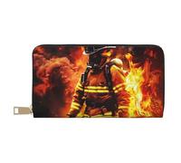 bvxcdd Firefighter Fireman Flame Print Long Wallet - Stylish PU Leather Wallet with 12 Card Slots & Zip Coin Pocket for Daily Use, Travel & Gifting