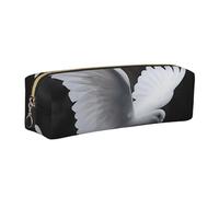 bvxcdd Flying Dove Print Leather Zipper Pencil Case Slim Design Pen Bag with Metallic Zipper Pocket Size Box Adults Desk Organizer Pens,Pencils,Markers