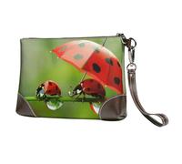 bvxcdd Funny Ladybug Print Leather Clutch Bag, Genuine Leather Wristlet, Organizer Bag for Evening Events, Date Nights, Weddings & Gift-Giving
