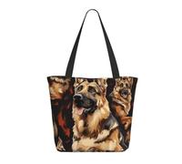 bvxcdd German shepherd Print Large Tote Bag, Reusable Aesthetic Tote Bag Shopping Bag Shoulder Handbags with Zipper and Inner Pocket for Women, Cute, Gym, Work, Travel