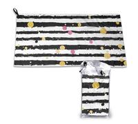 bvxcdd Glitter Rainbow Polka Dot Stripe Black and White Print Microfiber Quick-Dry Towel, Absorbent Towel Bathroom Towels Light Weight Soft for Bathroom, Gym, Swimming, Hiking 16 x 31.5 inch