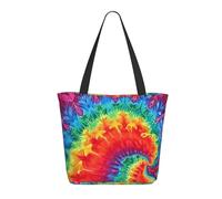 bvxcdd Rainbow Tie Dye-Red Print Large Tote Bag, Reusable Aesthetic Tote Bag Shopping Bag Shoulder Handbags with Zipper and Inner Pocket for Women, Cute, Gym, Work, Travel