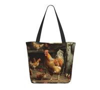 bvxcdd Roast Chicken Hen Farm Print Large Tote Bag, Reusable Aesthetic Tote Bag Shopping Bag Shoulder Handbags with Zipper and Inner Pocket for Women, Cute, Gym, Work, Travel