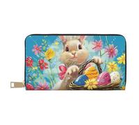 bvxcdd Spring Happy Festival Holiday Print Long Wallet - Stylish PU Leather Wallet with 12 Card Slots & Zip Coin Pocket for Daily Use, Travel & Gifting