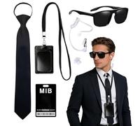 Bvxchg Agent Costume Accessories Men in Black Costume Secret Service Costume Set Spy Costume Accessories Security Costume Sunglasses / Tie Card Holder with Black