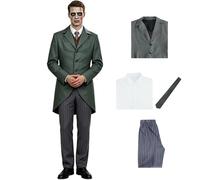 Bvxmsel Corpse Bride Victor Van Dort Costume Men Zombie suit Jacket shirt trousers tie Halloween Ghost Cosplay Party Outfits, Grey, XS