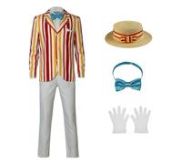 Bvxmsel Men's Bert Costume Uniform Rainbow Striped Suit Blazer Cosplay Outfits with Hat Gloves XL