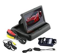 BW 4.3" TFT LCD Foldable Car Dashboard Rear View Car Monitor+ Wireless Waterproof Backup Camera
