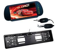 BW 7" LCD TFT Color Mirror Monitor Wireless Car Rearview Reverse Camera Car Rear View Kit with 170 Degree Angle Reverse Car Rear View Kit Reversing Camera License Plate