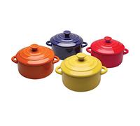 BW Brands Colorful Stoneware Mini Casserole Pots With Lids - Set of 4,Assorted