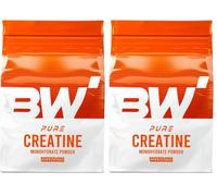 BW Creatine Monohydrate Powder 1KG - 200 Servings Pure Micronised Creatine for Strength, Power & Muscle Growth - Vegan, Gluten Free, Bodybuilding Warehouse, Made in UK (Pack of 2)