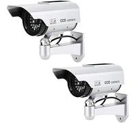 BW Dummy Camera - Bullet Dummy Fake Security CCTV Solar Powered Camera Simulation Monitor with LED Blinking Light, Outdoor Indoor Use for Homes & Business (Silver, 2PC)