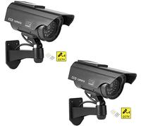 BW Dummy Camera - Bullet Fake Security CCTV Solar Powered Camera with LED Blinking Light, Indoor and Outdoor Use for Homes & Business (Black, 2PC)