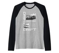 BW Japanese JDM Tokyo Japan Drift Race Car Graphic Raglan Baseball Tee