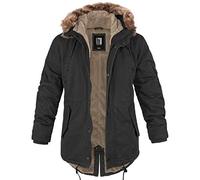 bw-online-shop Fishtail Winter Parka with Lining, Men's Parka Jacket, black, 5XL