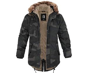 bw-online-shop Fishtail Winter Parka with Lining Men's Parka Jacket, Dark camo, S