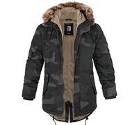 bw-online-shop Fishtail Winter Parka with Lining Men's Parka Jacket, Dark camo, XL