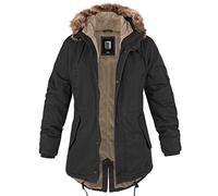 bw-online-shop Ladies Fishtail Winter Parka with Teddy Lining Parka Jacket Winter Coat, black, XXL