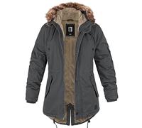 bw-online-shop Ladies Fishtail Winter Parka with Teddy Lining Parka Jacket Winter Coat, charcoal, S