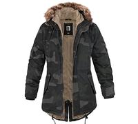 bw-online-shop Ladies Fishtail Winter Parka with Teddy Lining Parka Jacket Winter Coat, Dark camo, XL
