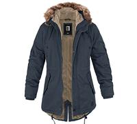 bw-online-shop Ladies Fishtail Winter Parka with Teddy Lining Parka Jacket Winter Coat, navy, XXL