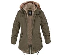 bw-online-shop Ladies Fishtail Winter Parka with Teddy Lining Parka Jacket Winter Coat, olive, XS