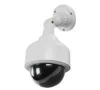 BW Outdoor Indoor Fake Imitation IR CCTV Blinking Red LED Flashing Light Surveillance Security Mini Speed Dummy Dome Camera with Warning Sticker- White