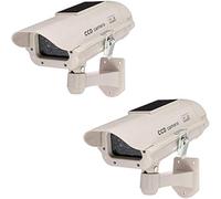 BW Outdoor Dummy Camera,New Housing Dummy Security Camera,Package Promotion 2 pcs Solar Power White LED Wireless IR Surveillance Dummy Security Camera,2 PCS Dummy Fake CCTV Security Camera LED Flashing Indoor/Outdoor--Solar Power White x 2