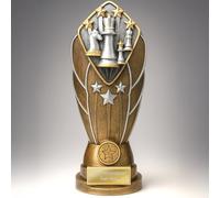 BW Trophies Personalised Chess Trophy - Custom Engraved Gold & Silver Award with Star Detailing | Premium Chess Champion Cup for Clubs, Schools & Tournaments (200mm)