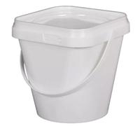 BW WHOLESALE - 1Ltr x 5 Buckets - White Bucket With Lid - Food Safe Stable Airtight Leak Proof Odorless Plastic Storage Container With Handle (5, 1 Ltr)