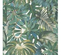 BW51023 - Blooming Wild Tropical Leaf Motif Blue Green Cream Galerie Wallpaper