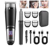 Bwaliffury 2 in 1 T-Shaped Men's Trimmer, Nose and Beard Trimmer, USB Rechargeable, Waterproof LED Display (Black)
