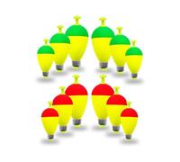BWANGIAO Float, Oval EVA Bobber with Red Green Caps | High Visibility Yellow Body with Red Green Tops and Bottom Weight for Rock Fishing and Freshwater Setups