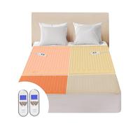 Bwarm Premium Multi-Zone Electric Heated Mattress Pad Queen Size, 60" x 80", Dual Controllers, 9 Heat Settings, 1-12 Hours Auto Off, Individual Body and Feet Settings, Machine Washable