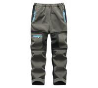 BWBIKE Kids Boy's Snow Waterproof Windproof Trousers Youth Outdoor Fleece Lind Hiking Softshell Warm Insulated Trousers with 4 Zipper Pockets Army Green