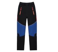 BWBIKE Kids' Thermal Fleece Lined Water & Wind Resistant Snow Trousers, Outdoor Softshell Winter Ski Pants with Zipper Pockets for Boys and Girls Black Blue