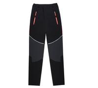 BWBIKE Kids' Thermal Fleece Lined Water & Wind Resistant Snow Trousers, Outdoor Softshell Winter Ski Pants with Zipper Pockets for Boys and Girls Black Grey