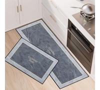 BWBIKE Kitchen Rug Set 2 Piece, Non-Slip Anti-Slip Comfort Cushioned & Machine Washable, Absorbent Stain-Resistant Floor Mat for Kitchen Next to Sink