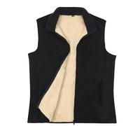 BWBIKE Mens Fleece Lined Vest Men's Outerwear Polar Gilets Hiking Outdoor Activewear Vest Full Zip Bodywarmer Sleeveless Golf Gilet Utility Cargo Gilets, Black, L