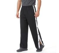 BWBIKE Men's Snap Button Training Trousers High Split Tear-Off Rehabilitation Trousers with Pockets Outdoor Track Suits for Jogging & Post-Surgery Recovery Black