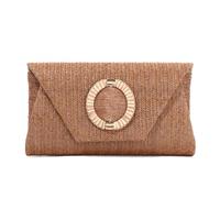BWBIKE Women's Raffia Woven Clutch Purse - Elegant Straw Crossbody Bag for Summer, Beach, Weddings & Formal Parties, Envelope Handbag with Removeable Chain Strap