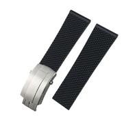 BWBVHRHZY 20mm 21mm 22mm 23mm 24mm Braided Silicone Rubber Watchband Fit For Breitling Fit For Superocean Navitimer Avenger Fit For Longines Watch Strap(Black Style 1,21mm)