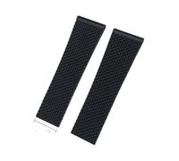 BWBVHRHZY 20mm 21mm 22mm 23mm 24mm Braided Silicone Rubber Watchband Fit For Breitling Fit For Superocean Navitimer Avenger Fit For Longines Watch Strap(Black No buckle,20mm)