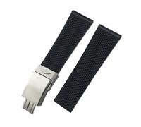 BWBVHRHZY 20mm 21mm 22mm 23mm 24mm Braided Silicone Rubber Watchband Fit For Breitling Fit For Superocean Navitimer Avenger Fit For Longines Watch Strap(Black Style 2,23mm)
