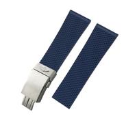 BWBVHRHZY 20mm 21mm 22mm 23mm 24mm Braided Silicone Rubber Watchband Fit For Breitling Fit For Superocean Navitimer Avenger Fit For Longines Watch Strap(Blue Style 2,24mm)