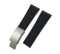 BWBVHRHZY 20mm 21mm 22mm 23mm 24mm Braided Silicone Rubber Watchband Fit For Breitling Fit For Superocean Navitimer Avenger Fit For Longines Watch Strap(Black Style 3,24mm)